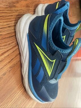 Reebok Kids Navy and Neon Green Slip-On Sneakers
